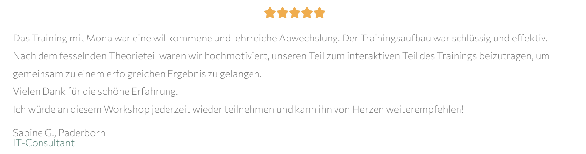 Rezension Sabine Training